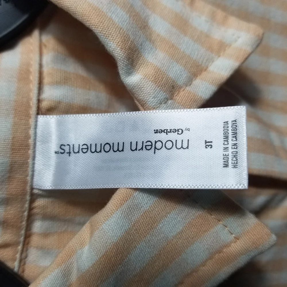 NWT GERBER MODERN MOMENTS BOY'S PEACH AND WHITE SHIRT AND SHORT SET SIZE 3T
